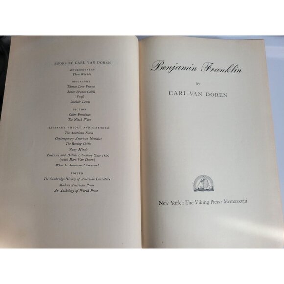 1938 1st Ed. Benjamin Franklin by Carl Van Doren Vintage Hardcover First Edition - Picture 11 of 14